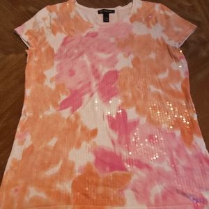 International Concepts INC Floral Sequin Knit Top